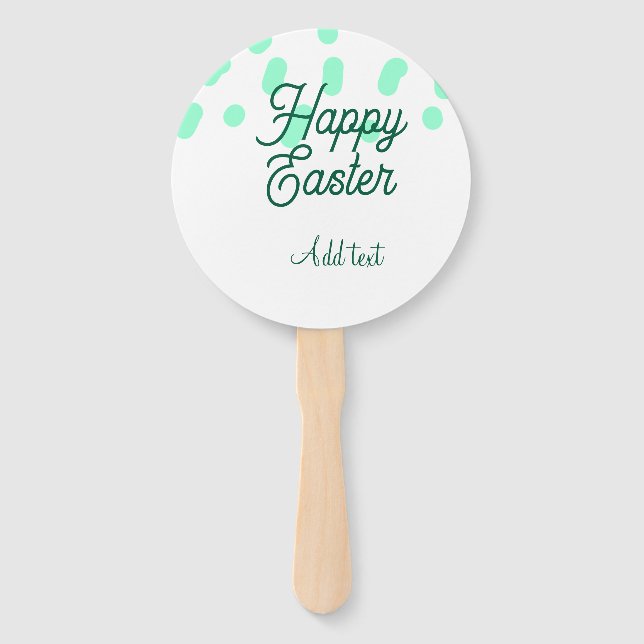 Abanico Happy Easter green eggs pastel name date simple  (Anverso)