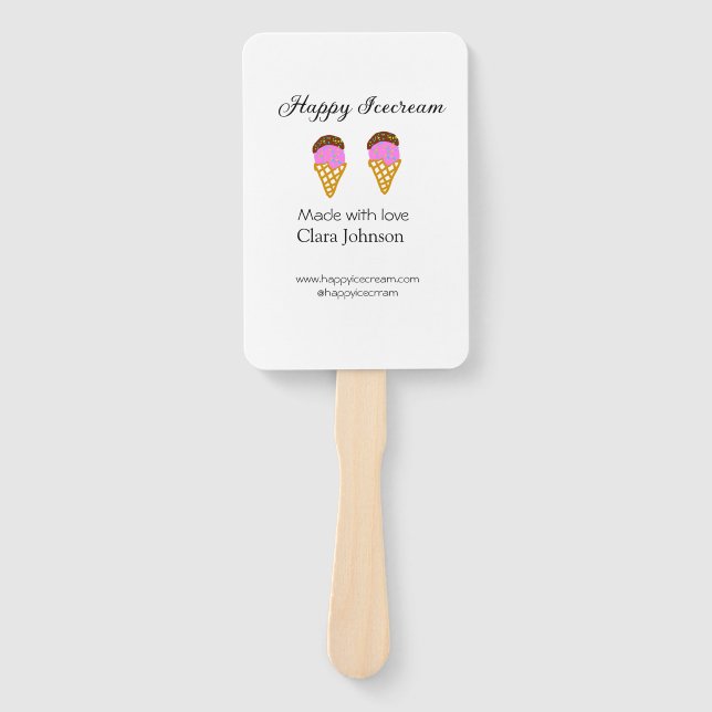 Abanico Happy Icecream add name website social media  (Anverso)