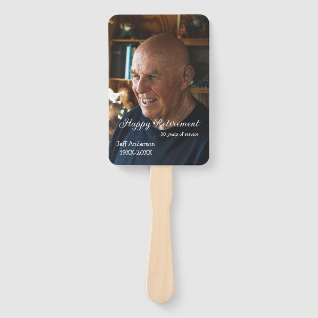 Abanico Happy retirement add name photo years of service r (Anverso)