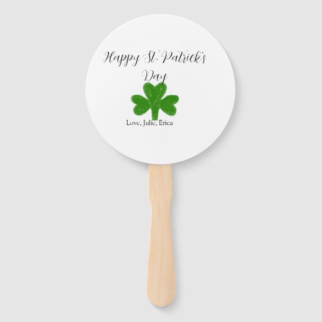 Abanico Happy St. Patrick's day green shamrock name  (Anverso)