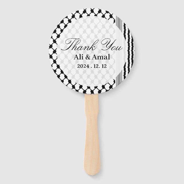 Abanico Hatta Keffiyeh Palestina Gracias Boda (Anverso)