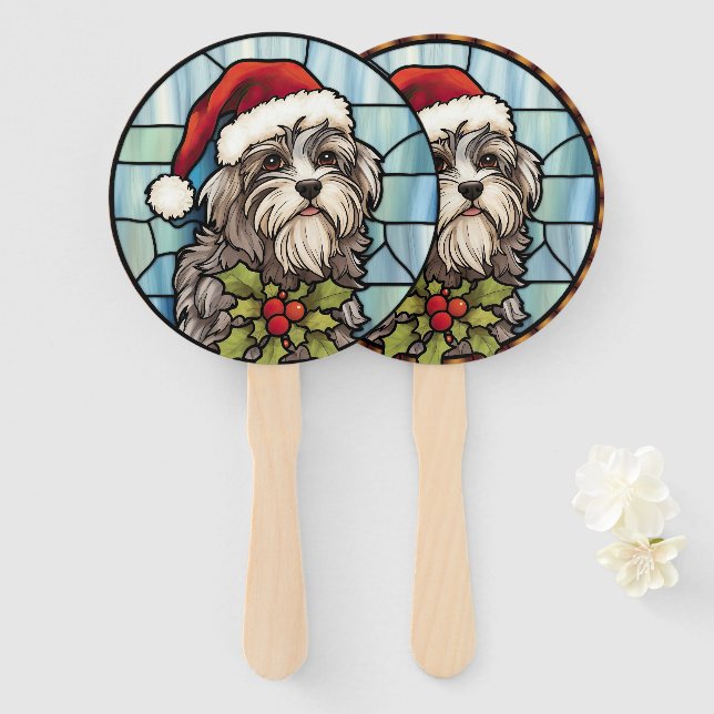 Abanico Havanés Vidrio Pintado Navidad (Anverso y reverso)
