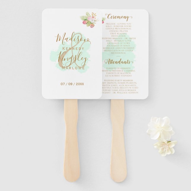 Abanico Hermosa Lime Green 💚 Boda Botánico Boho (Anverso y reverso)