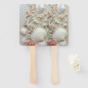 Abanico Hermosa playa de Seashells Starfish Pearls