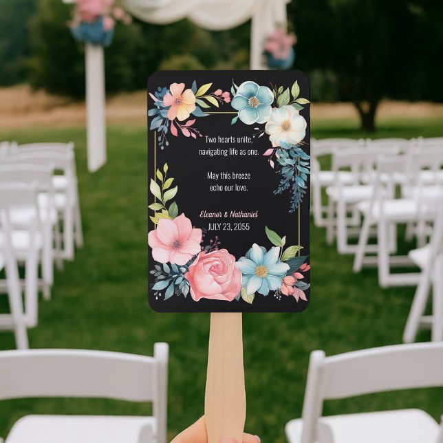 Abanico Hermoso Boda de acuarela colorida (Beautiful Colorful Watercolor Floral Wedding Hand Fan
)