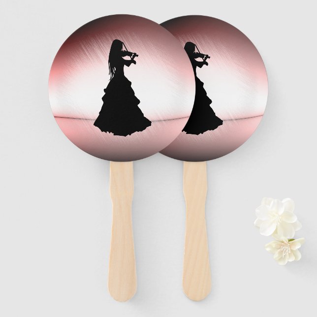 Abanico Hermoso Chica gitano toca violín (Anverso y reverso)