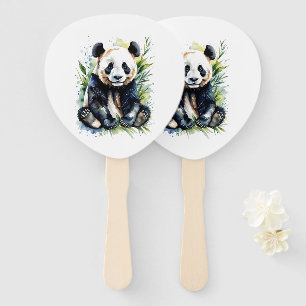 Abanico Hermoso oso panda acuarela