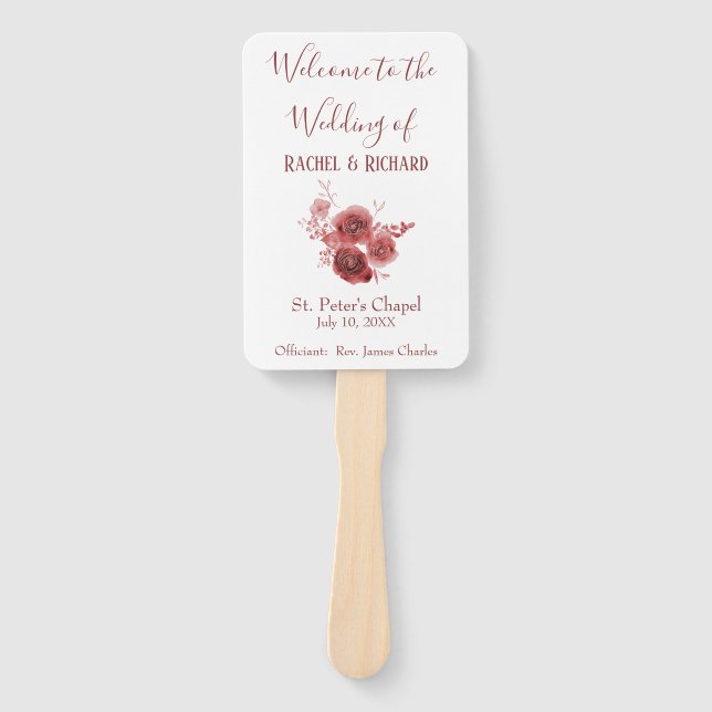 Abanico Hermoso programa de boda de flores de acuarela (Anverso)