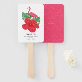 Abanico Hibiscus y Flamingo Boda Gracias Hand Fan