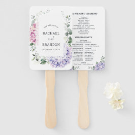 Abanico Hidrangeas rosa azul claro y boda de eucalipto