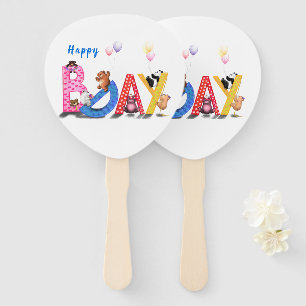 Abanico Hincha de cumpleaños con Fiesta de oso feliz