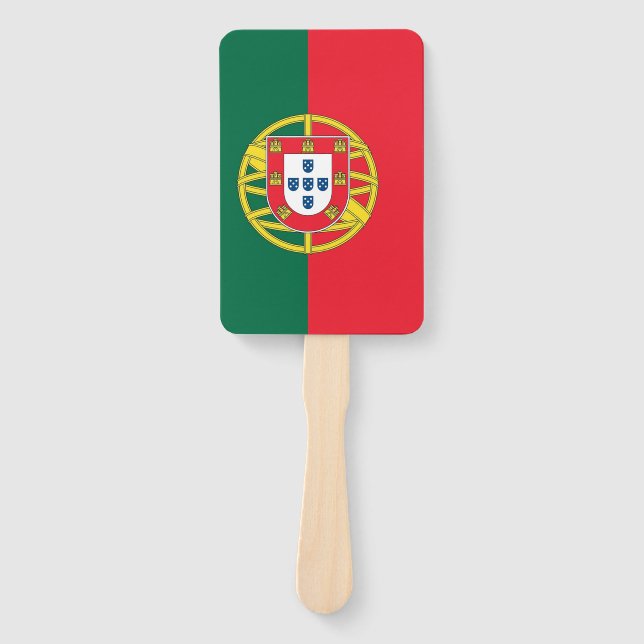 Abanico Hincha de mano con bandera de Portugal (Anverso)