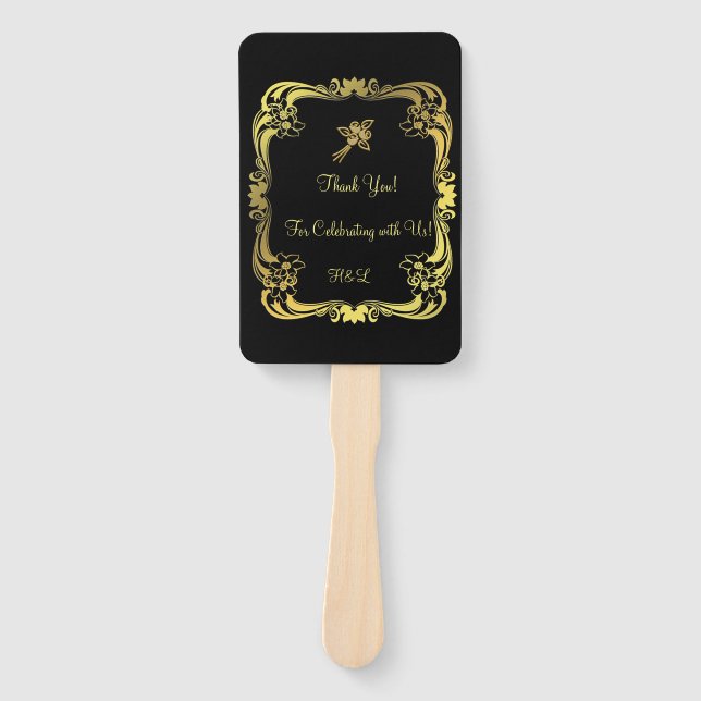 Abanico Hinchas de la mano de negro y oro (Anverso)