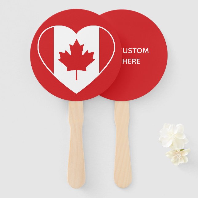 Abanico Hinchas de mano de texto de Canada Love personaliz (Anverso y reverso)