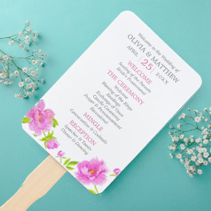 Abanico Hinchas de mano del programa de bodas florales de 
