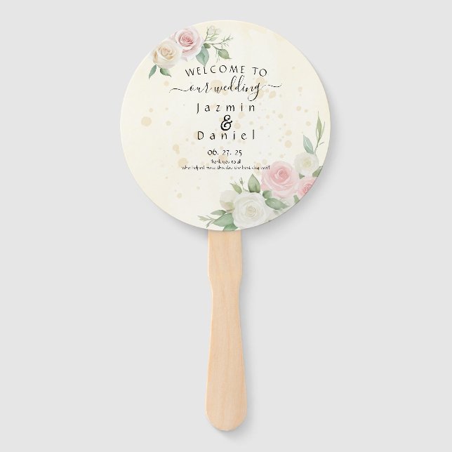 Abanico Hinchas del programa "Blooms" rosa y blanco rosa (Anverso)