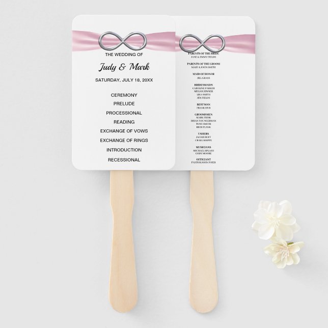 Abanico Hinchas del programa de bodas con infinito rosa (Anverso y reverso)