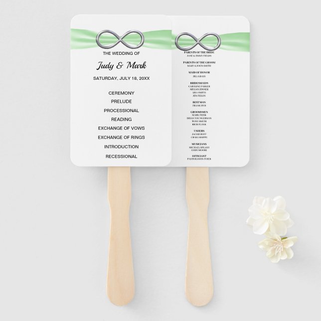 Abanico Hinchas del programa de bodas con infinito verde (Anverso y reverso)