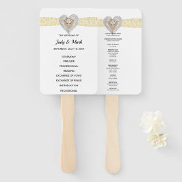 Abanico Hinchas del programa de bodas de encaje amarillo d