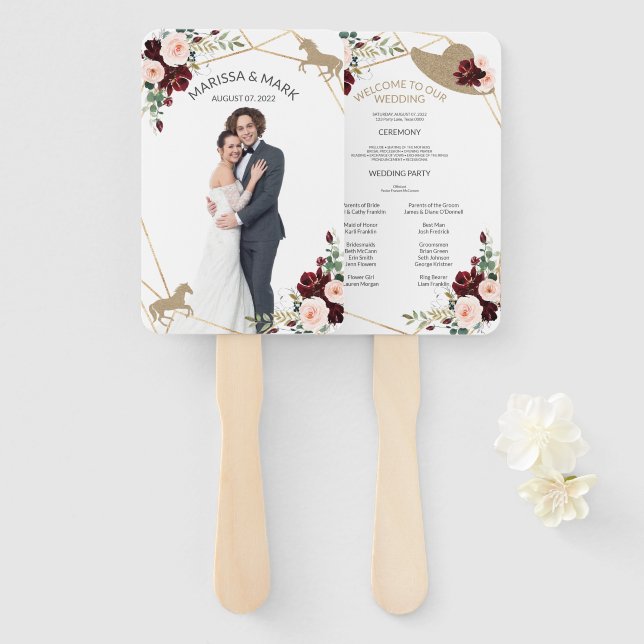 Abanico Hinchas del programa de bodas ecuestres con foto (Anverso y reverso)