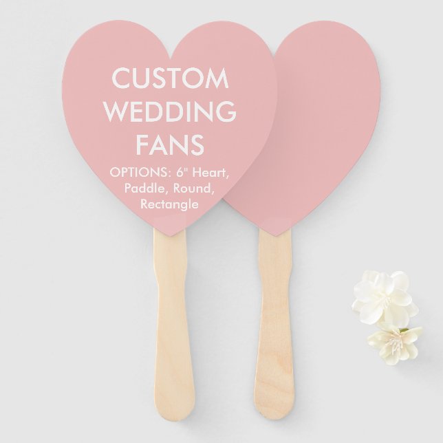 Abanico HINCHAS personalizados BODAS DE CORAZÓN ROSA (Anverso y reverso)