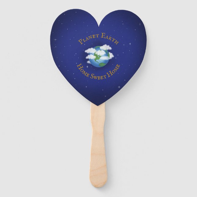 Abanico "Hogar, dulce hogar, planeta Tierra", corazón mold (Anverso)