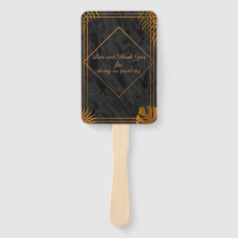 Abanico Hojas de oro y Boda tropical del marco geométrico