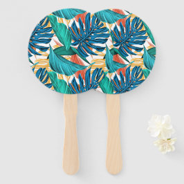 Abanico Hojas tropicales coloridas, diseño de patrones exó