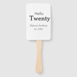 Abanico Hola 20 cumpleaños añadir nombre. Añadir un mínimo