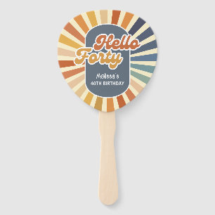 Abanico Hola Cuarenta Retro Sun Groovy Wave Cumpleaños