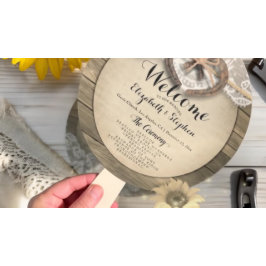 Abanico Horseshoe Sunflower Wood Programas de Boda Hand Fa