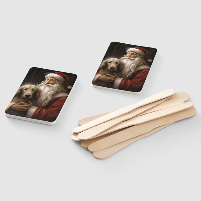 Abanico Hound afgano con Navidades festivos de Santa Claus (No montado)