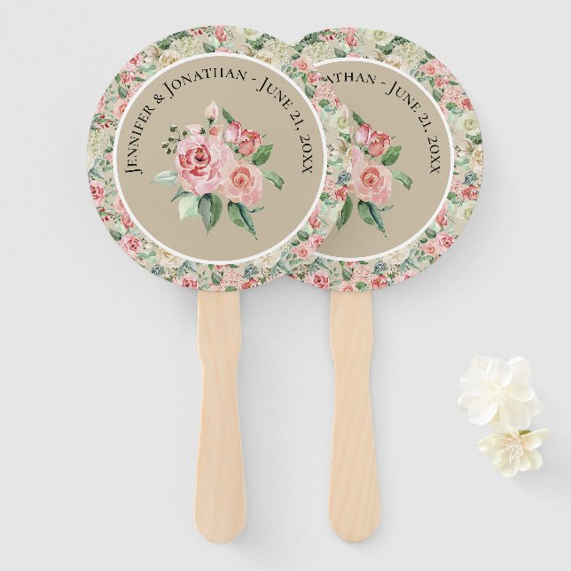 Abanico Huele las Rosas| Boda Personalizada (Anverso y reverso)