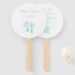 Abanico Huellas azules preciosas de Baby Shower del
