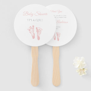Abanico Huellas rosadas preciosas de Baby Shower del chica