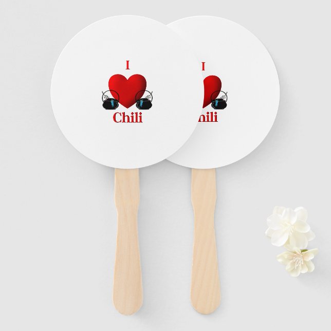 Abanico I Heart Chili (Anverso y reverso)