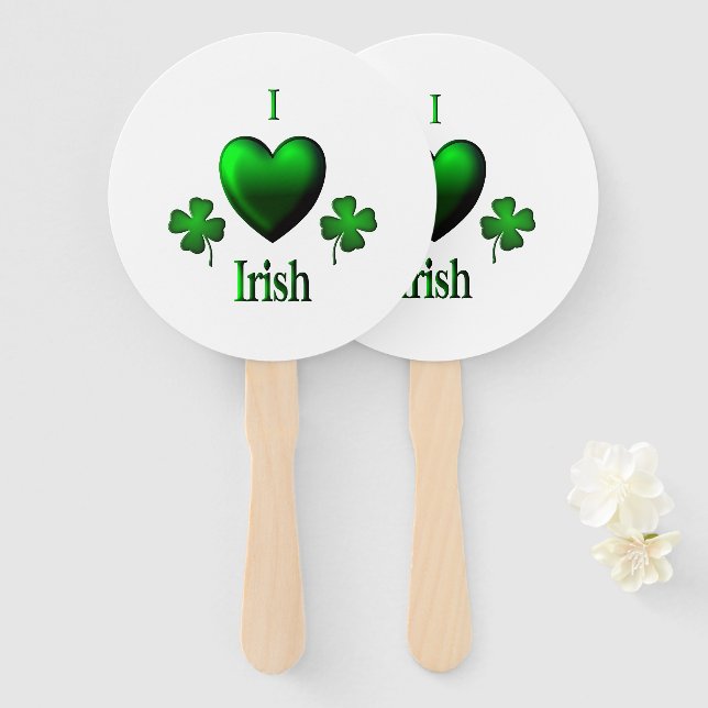 Abanico I Heart Irish (Anverso y reverso)