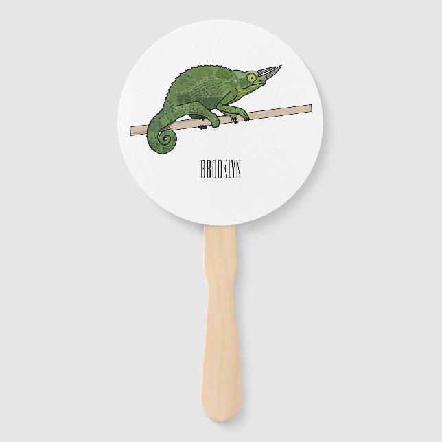 Abanico Ilustracion chameleon personalizado de Jackson (Anverso)