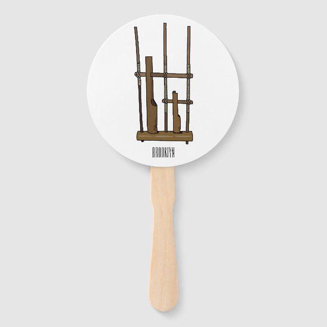 Abanico Ilustracion de Angklung personalizado (Anverso)