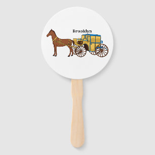 Abanico Ilustración de caballo lindo y carruaje real