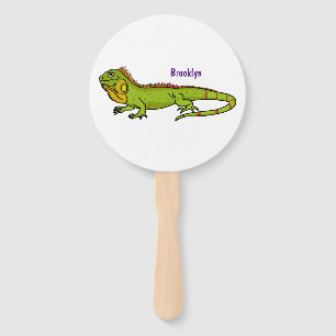 Abanico Ilustración de dibujos animados de iguana verde fe