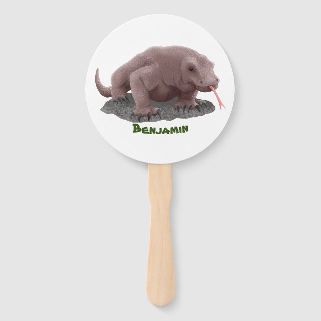 Abanico Ilustracion de dragón de Komodo (Anverso)