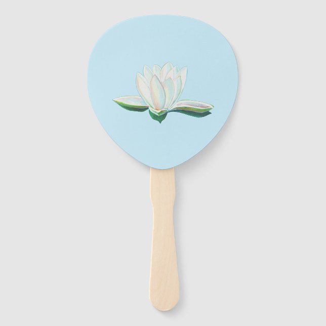 Abanico Ilustracion de flores de Lotus blanco (Anverso)