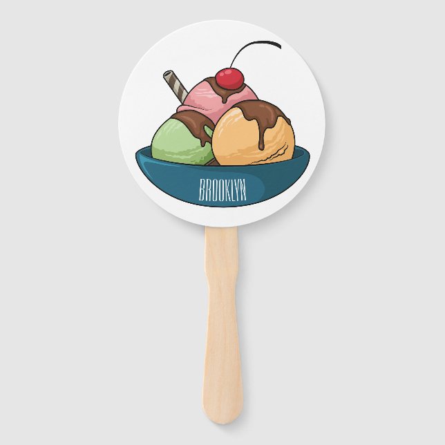 Abanico Ilustracion de helado personalizado (Anverso)