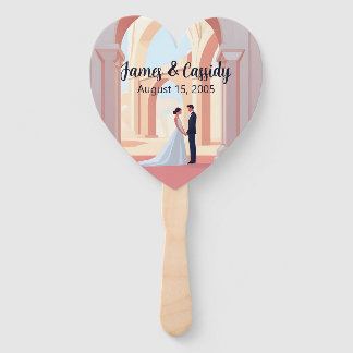 Abanico Ilustracion de pareja boda bajo arco de coliseo