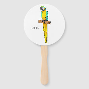 Abanico Ilustracion de personalizado de aves de macao azul