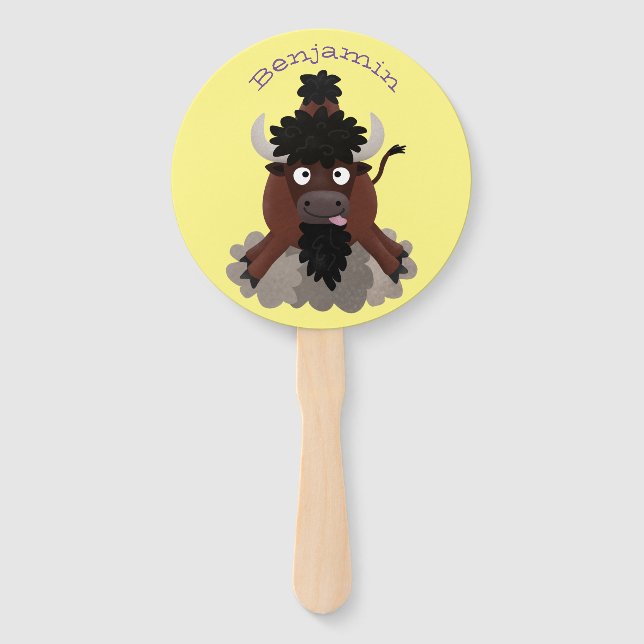 Abanico Ilustracion de personalizado de bisontes búfalos d (Anverso)