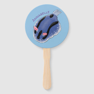 Abanico Ilustracion de personalizado de nudibranquias azul