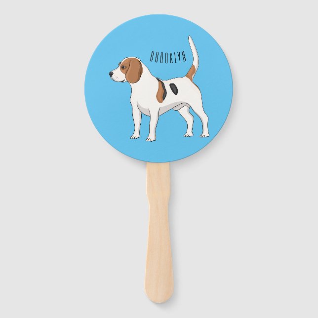 Abanico Ilustracion de personalizado de perro Beagle (Anverso)