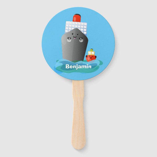 Abanico Ilustracion de personalizado de remolcador de barc (Anverso)